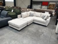 Eckcouch Cord Beige mit Hocker & Schlaffunktion - Bild 6