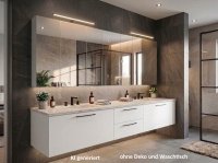 Spiegelschrank 150 cm Weiß mit 2 LED-Lampen & Steckdose - Bild 1