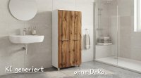 Midischrank Badschrank Weiß/Wotaneiche 60x130 cm - Bild 1
