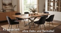 Massivholz-Esstisch Eiche 200x100 cm Schweizer Kante Spider-Gestell - Bild 1