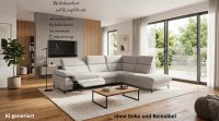 Zehdenick Eckcouch elektrisch Relaxfunktion Federkern Famose ecru grau - Bild 1