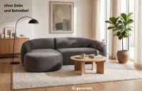LeGer Home Ecksofa Dunkelgrau Samtoptik Einzelstück - Bild 1
