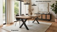 Massivholztisch Eiche 200x100 cm X-Gestell schwarz - Bild 1
