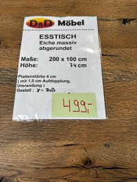 Massivholztisch Eiche 200x100 cm X-Gestell schwarz - Bild 3
