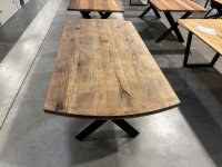 Massivholztisch Eiche 200x100 cm X-Gestell schwarz - Bild 6