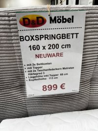 Boxspringbett 160x200 cm mit Topper & 2 Bettkästen - Bild 4