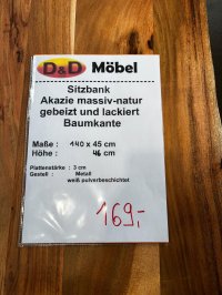 Sitzbank Akazie massiv 140 cm Baumkante - Bild 3