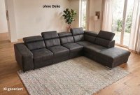 Ecksofa Anthrazit mit 6-fach Kopfverstellung, Neuware - Bild 1