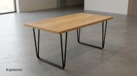 Esstisch Eiche furniert 160x90 cm Schwarz Metall - Bild 1