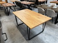 Esstisch Eiche furniert 160x90 cm Schwarz Metall - Bild 2