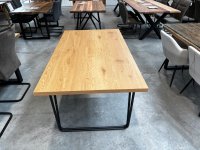 Esstisch Eiche furniert 160x90 cm Schwarz Metall - Bild 5