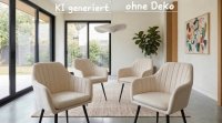 4er-Set Esszimmerstühle Samt Beige mit Armlehnen - Bild 1