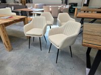 4er-Set Esszimmerstühle Samt Beige mit Armlehnen - Bild 4