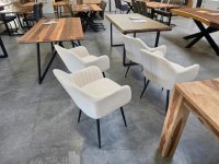 4er-Set Esszimmerstühle Samt Beige mit Armlehnen - Bild 7