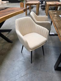 4er-Set Esszimmerstühle Samt Beige mit Armlehnen - Bild 8