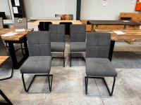 4er-Set Schwingstühle Freischwinger Grau/Schwarz - Bild 2