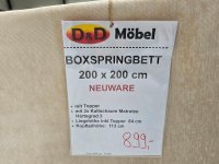 Boxspringbett 200x200 cm Velour beige inkl. Topper & 2 Matratzen H3 - Bild 3