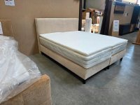 Boxspringbett 180x200 cm Velour beige mit Topper & 2 Kaltschaum-Matratzen H3 - Bild 2