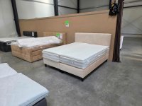 Boxspringbett 180x200 cm Velour beige mit Topper & 2 Kaltschaum-Matratzen H3 - Bild 6