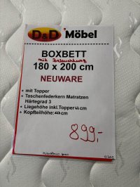 Boxspringbett 180x200 Anthrazit mit Bettkästen & Topper - Bild 3