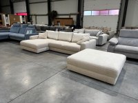 Ecksofa mit Schlaffunktion & Hocker - Chenille Beige - Bild 1