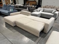 Ecksofa mit Schlaffunktion & Hocker - Chenille Beige - Bild 2