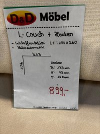 Ecksofa mit Schlaffunktion & Hocker - Chenille Beige - Bild 3