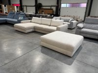 Ecksofa mit Schlaffunktion & Hocker - Chenille Beige - Bild 4