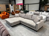 Ecksofa mit Schlaffunktion Chenille Cappuccino - Bild 1