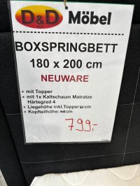 Boxspringbett 180x200 cm Anthrazit mit Topper & Matratze H4 - Bild 3