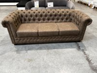 Chesterfield Garnitur 3er + 2er Sofa Lederlook Braun - Bild 4