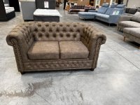 Chesterfield Garnitur 3er + 2er Sofa Lederlook Braun - Bild 5