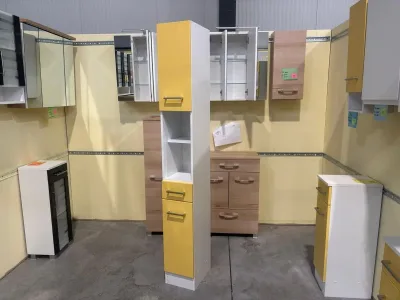 Hochschrank MDF weiß/gelb matt 25x34x190 cm