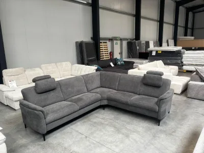 Ecksofa Polipol Federkern Webstoff Grau ca. 270x185 cm