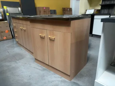 Spülenschrank Buche 80 cm inkl. Edelstahl-Spüle