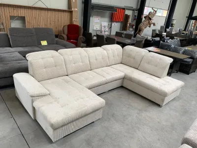 Schlafsofa UCouch Cord Beige mit Bettkasten 230x150cm
