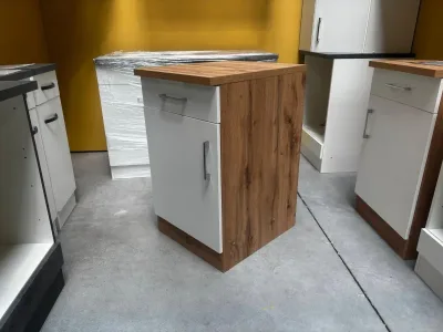 Küchenunterschrank Wotaneiche/Weiß matt 50x60x85 cm