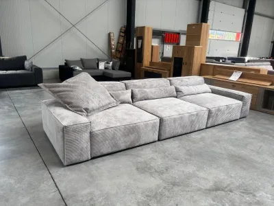 Bigsofa Cordstoff grau 3-Sitzer Wellenfederung
