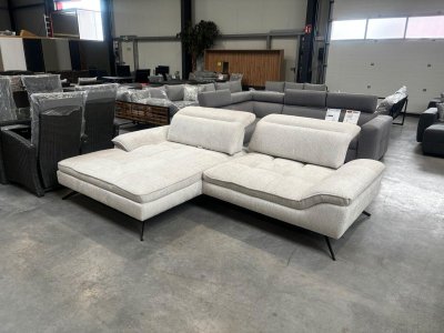 XL Eckcouch mit Récamiere – Webstoff Beige