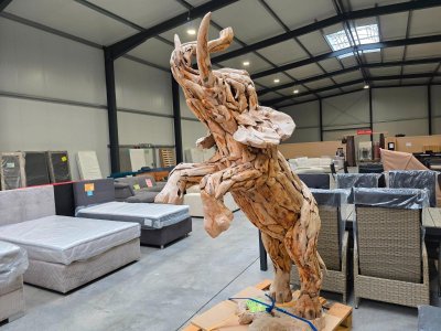 Gartenfigur Elefant Teakholz – 230 cm handgefertigt
