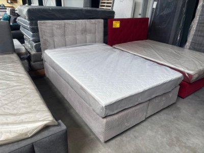 Boxspringbett 140x200 cm, Cord Grau, H3, Topper