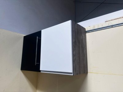 Hängeschrank Küche 50 cm - MDF Eiche Vintage / Weiß Hochglanz