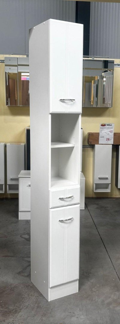 Bad-Hochschrank Weiß Matt Holzoptik 25x34x190 cm