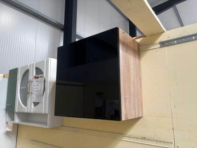 Küchen-Hängeschrank 60 cm Eiche Sonoma / Schwarz Hochglanz
