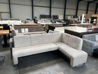 Elegante Polster-Eckbank in Cordstoff Beige