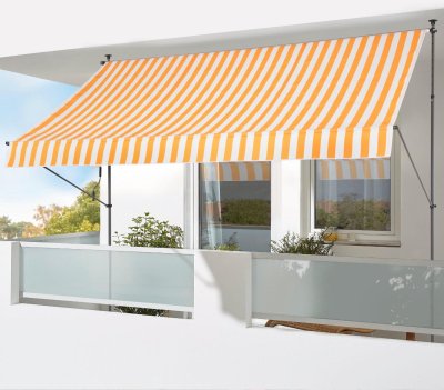 Klemm-Markise 300x150 cm Gelb/Weiß - Ohne Bohren