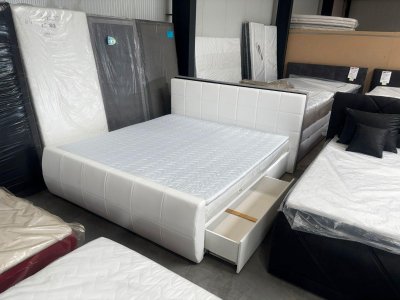 Boxbett 200x220 cm Überlänge mit Topper & 2 Schubkästen