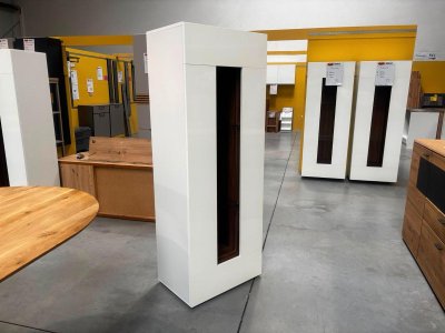 Vitrine Weiß Hochglanz / Nussbaum 60x160 cm