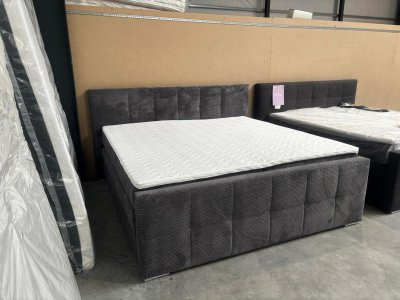 Boxspringbett 200x200 Cord Grau mit 2 Bettkästen & Topper