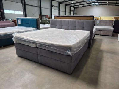 Boxspringbett 180x200 cm Grau mit 2 Bettkästen & Topper